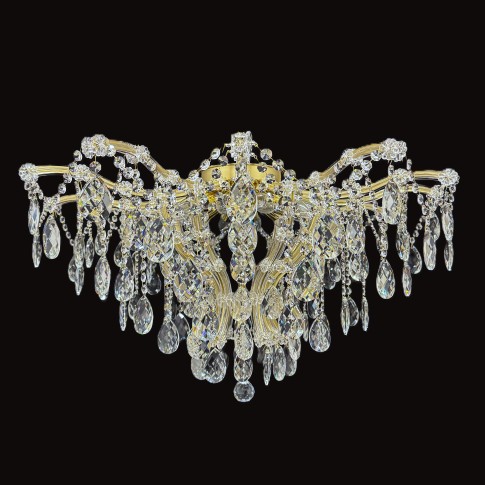 12-bulb Theresian surface-mounted chandelier with crystal almonds