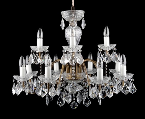 Chandelier with 12 metal arms providing durability to the chandelier