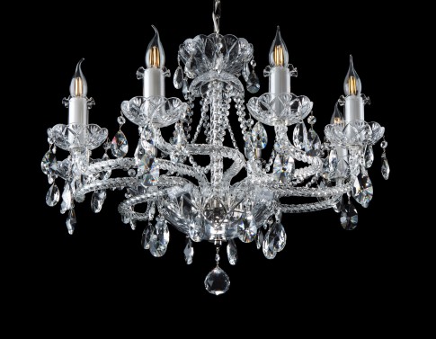 crystal chandelier with twisted glass arms BOHEMIA ART GLASS