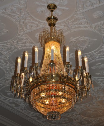 Chandelier installed