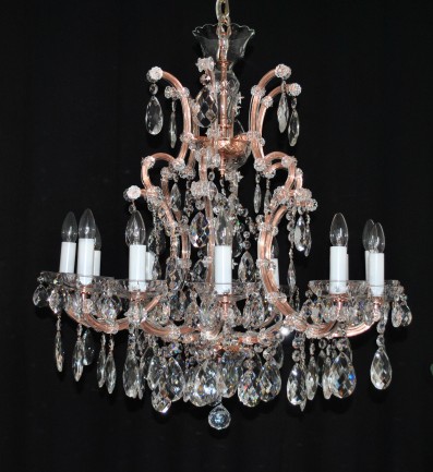 The custom-made 12+1 bulbs Maria Theresa chandelier - imitation of red copper