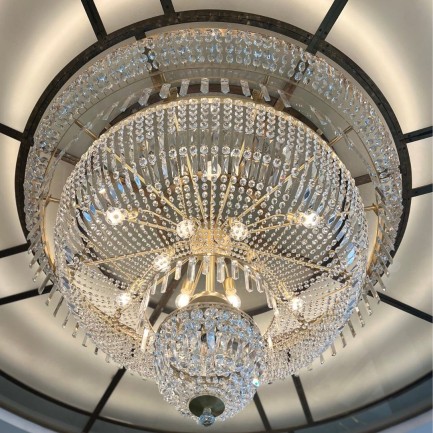 Restored Art Deco chandelier in the ALCRON Prague hotel