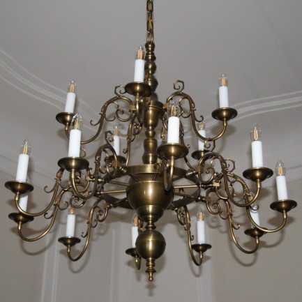 A copy of an antique Dutch chandelier with a patina