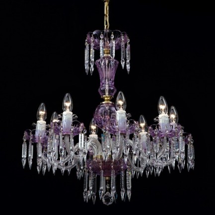 Purple crystal chandelier 8 arms