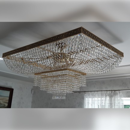 Large rectangular chandelier with strass stones