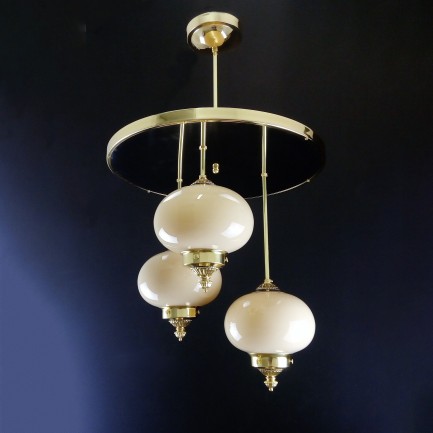 Brass Art deco chandelier with three balls