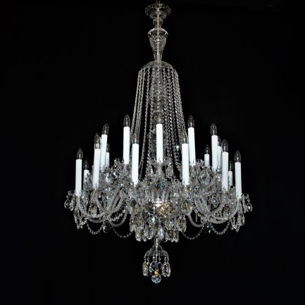 Tall 12+12 silver crystal chandelier in Victorian style