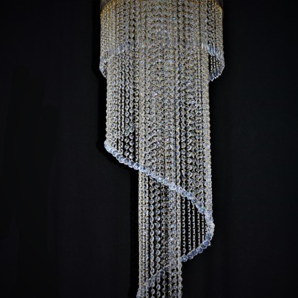Clear Crystal Spiral Staircase Chandelier - detail 1