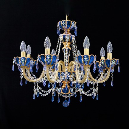 8-arm Sky blue chateau chandelier with gold painting