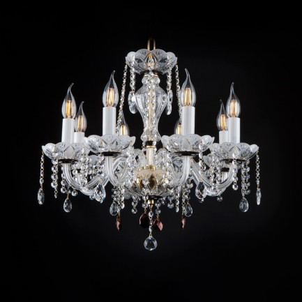 Black&White 8-arm luxury finely and deeply ground crystal chandelier with red almonds