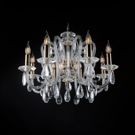 Gold 8-arm crystal chandelier with specially cut trimmingsl
