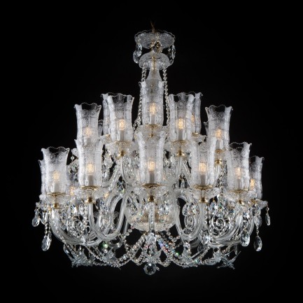 Large Bohemian crystal chandelier with butterflies