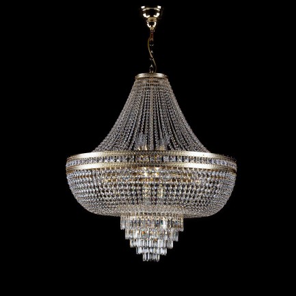 Large  basket chandelier lined with square stones