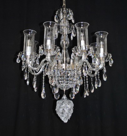 The custom-made 8 bulbs crystal chandelier "hop glass cone"