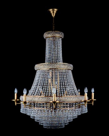 More modern strass chandelier for staircases and hallways - (W x H) 94 x 108 cm, patina