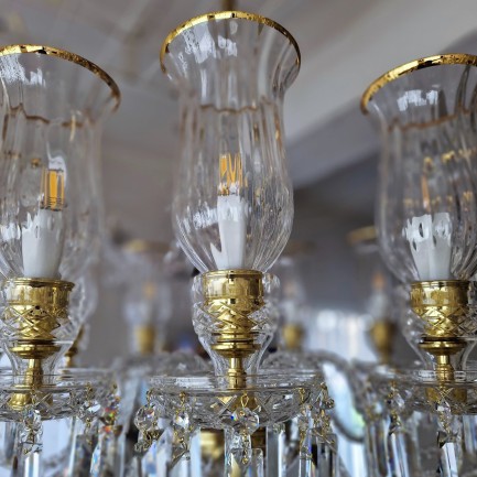 Detail of the glass vases of the chandelier