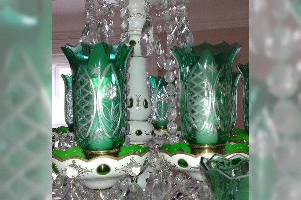 Lighting vases - Green cased glass