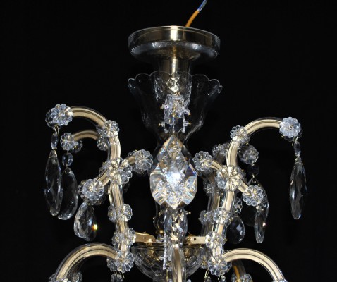 Theresian chandelier with the hanging rod adjusted for low ceiling