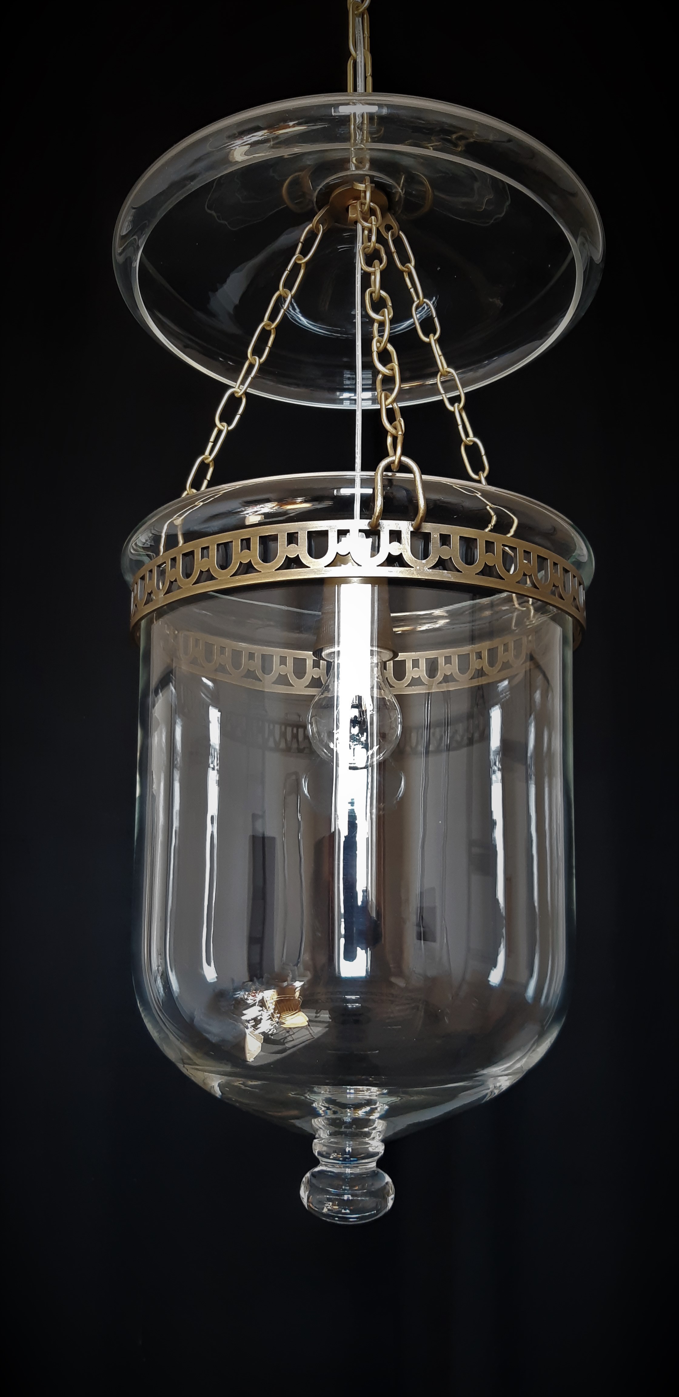 Glass Cloche Chandelier With Chains And