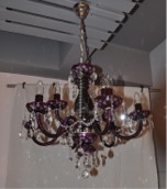 Chandelier from dark purple glass