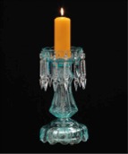 Green Candlestick made of glass colored by iron