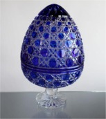 Blue glass hand cut crystal egg /like Fabergé