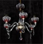 Ruby crystal chandelier made of red cased crystal glass